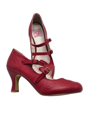 Pin Up Couture Flapper Red Mary Jane Heels Womens Size 9 Vintage Inspired